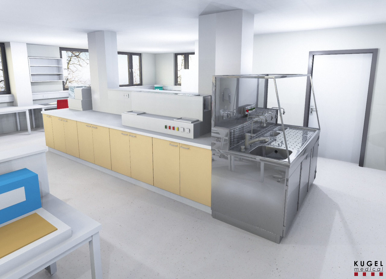 Spezial-Arbeitstisch mit 6 Entnahmehähnen sowie 3 Ausgußbecken. Absaugung nach hinten und nach unten mit Plexiglasaufbau für optimale Luftabsaugung Spezial-Arbeitstisch mit 6 Entnahmehähnen sowie 3 Ausgußbecken. Absaugung nach hinten und nach unten mit Plexiglasaufbau für optimale Luftabsaugung