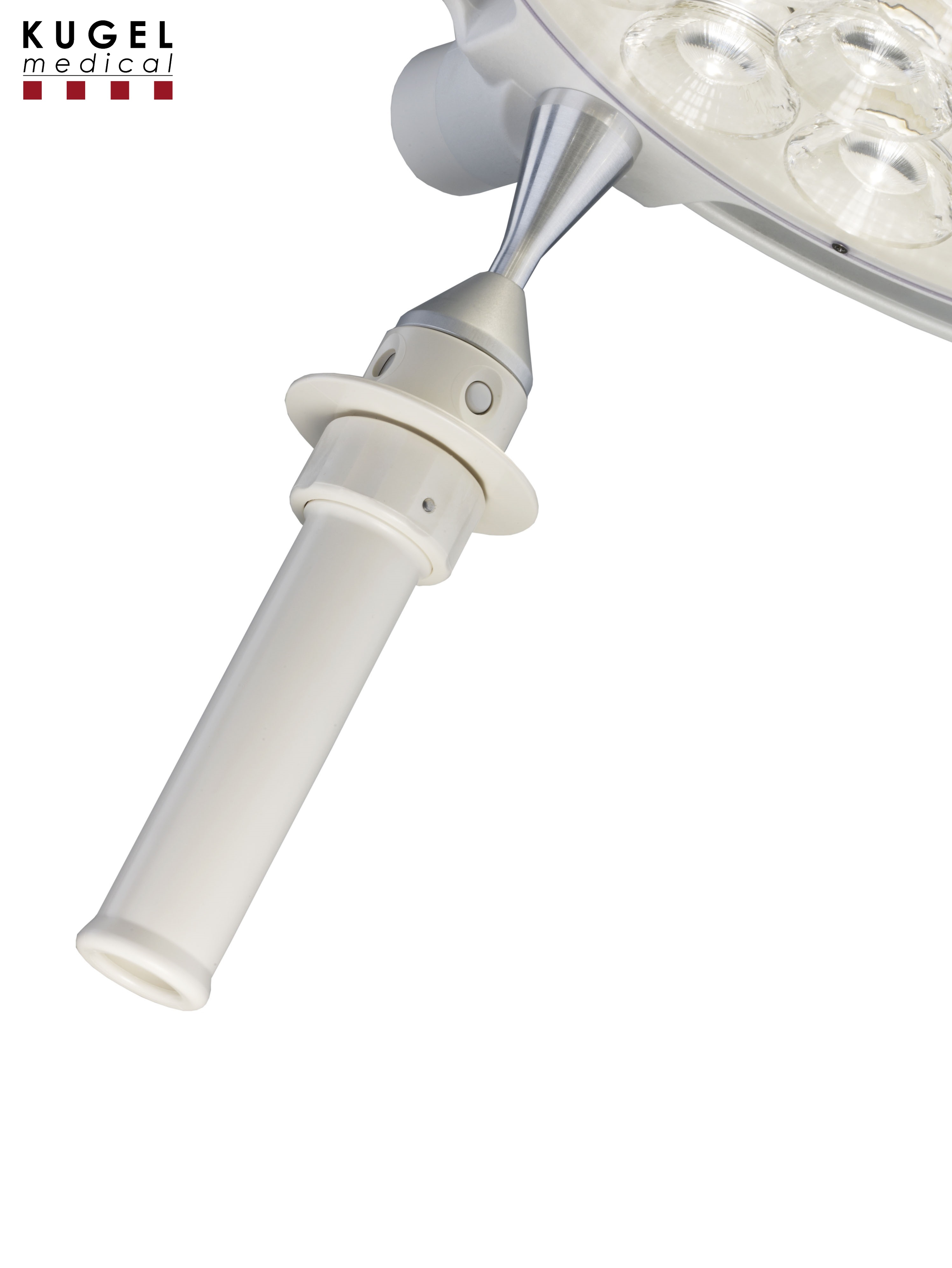 Sterilisierbarer Handgriff am Leuchtenkopf Sterilisierbarer Handgriff am Leuchtenkopf